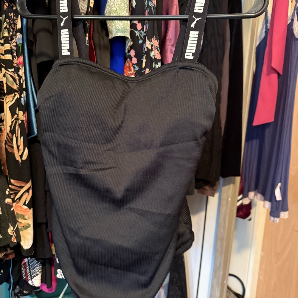 PUMA Black Ribbed Bodysuit